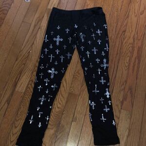 Nollie silver cross embellished leggings